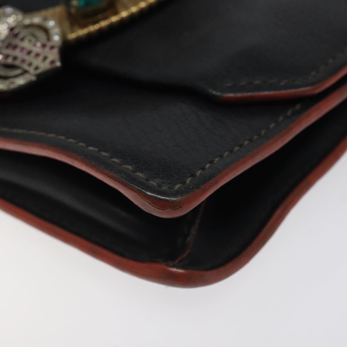 Miu Miu Shoulder Bag Leather Black Gold Auth 120386