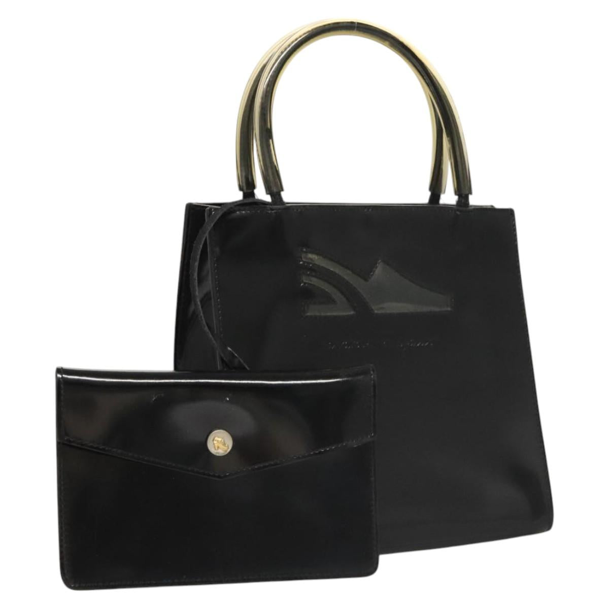 Salvatore Ferragamo Hand Bag Patent leather Black Auth 120390