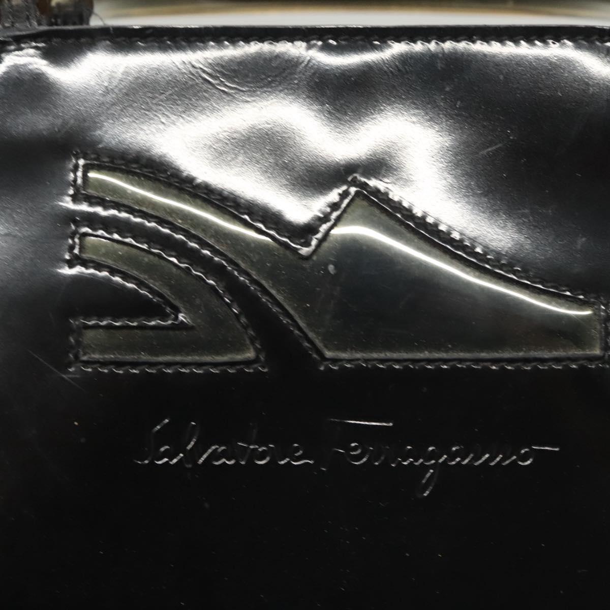 Salvatore Ferragamo Hand Bag Patent leather Black Auth 120390