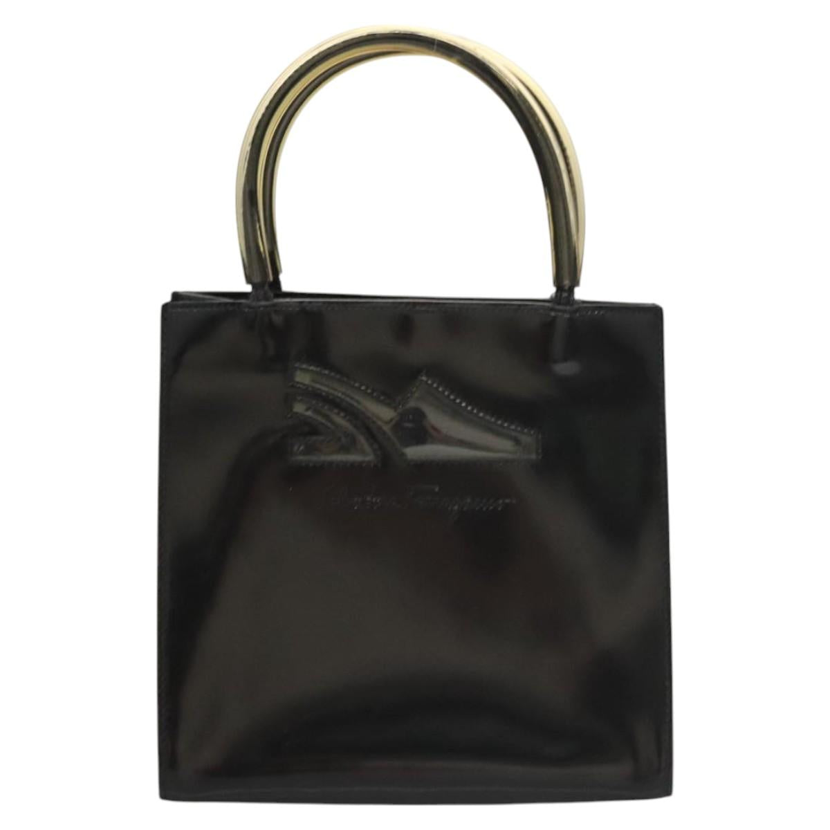 Salvatore Ferragamo Hand Bag Patent leather Black Auth 120390