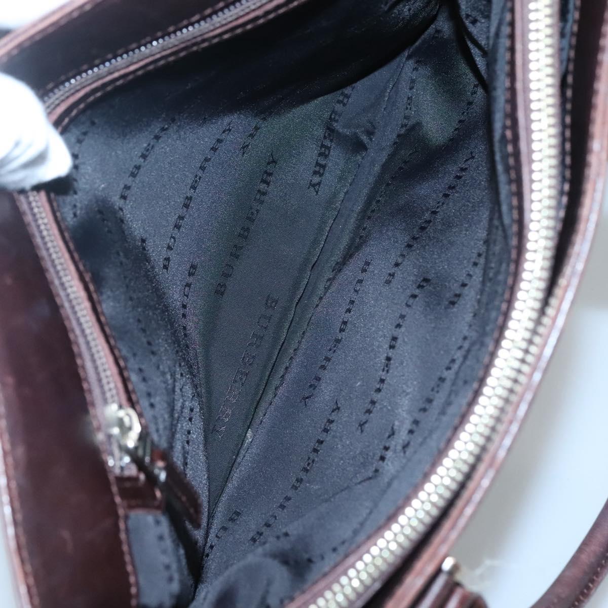 BURBERRY Nova Check Hand Bag Nylon Beige Silver Auth 120399