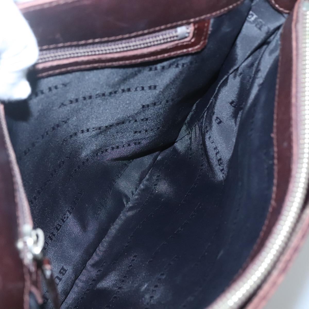 BURBERRY Nova Check Hand Bag Nylon Beige Silver Auth 120399