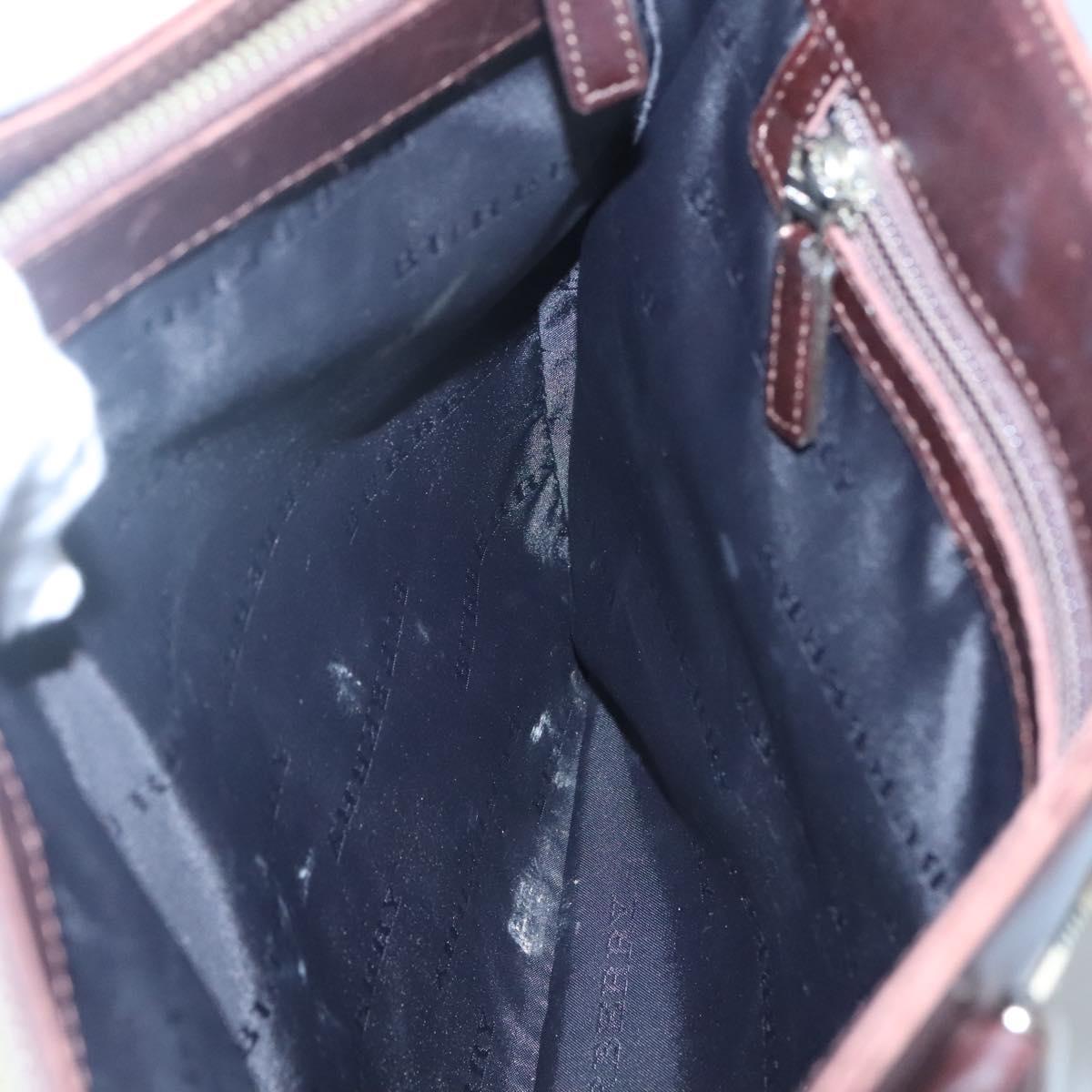 BURBERRY Nova Check Hand Bag Nylon Beige Silver Auth 120399