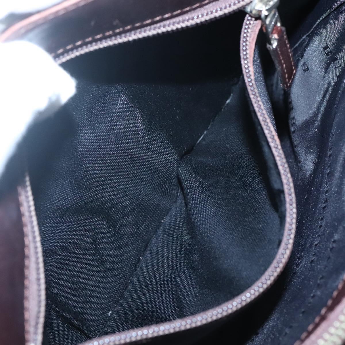 BURBERRY Nova Check Hand Bag Nylon Beige Silver Auth 120399