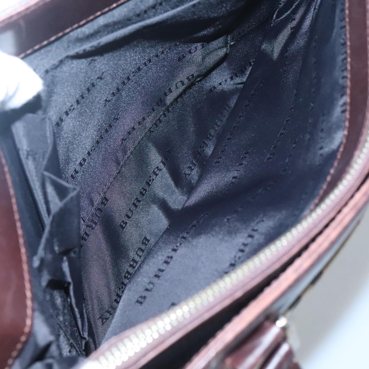 BURBERRY Nova Check Hand Bag Nylon Beige Silver Auth 120399