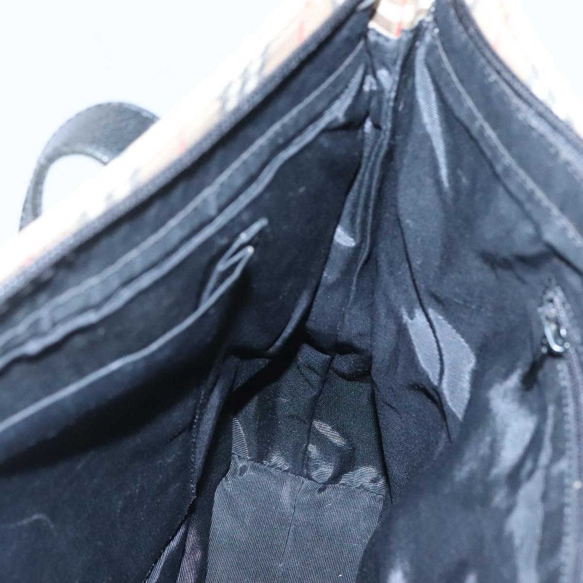 BURBERRY Nova Check Tote Bag Canvas Beige Black gold Auth 120401