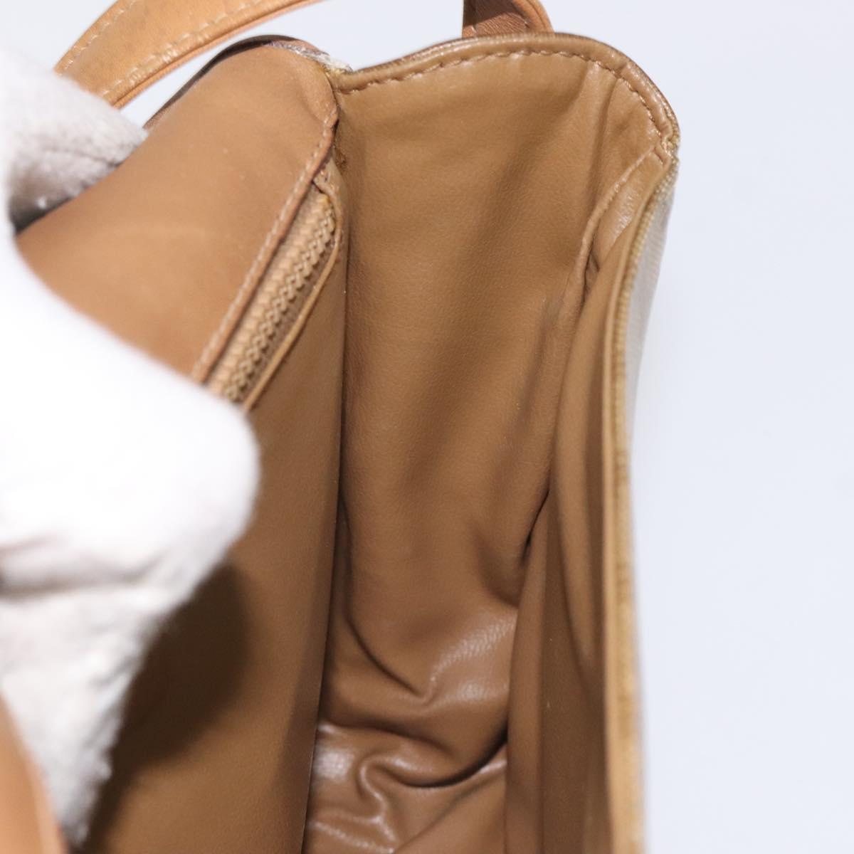 CELINE Macadam Canvas Shoulder Bag PVC Beige Gold Auth 120406