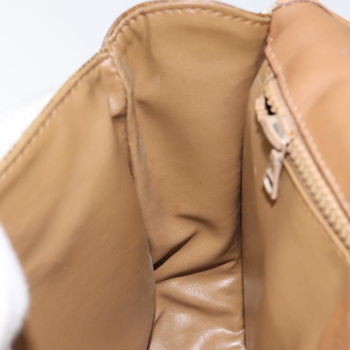 CELINE Macadam Canvas Shoulder Bag PVC Beige Gold Auth 120406