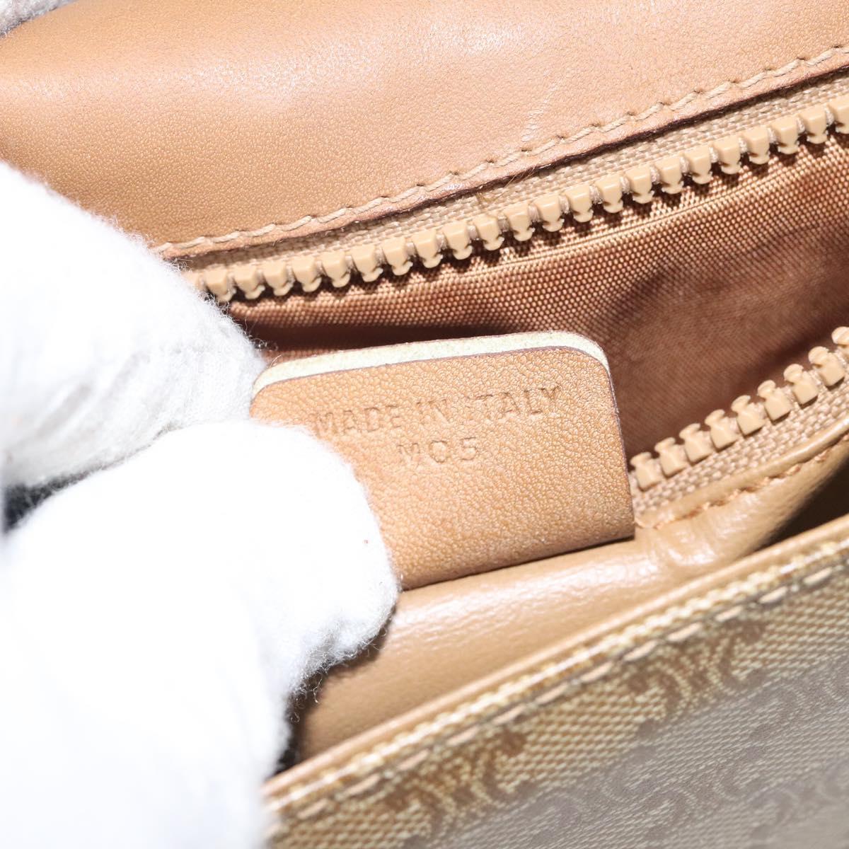 CELINE Macadam Canvas Shoulder Bag PVC Beige Gold Auth 120406