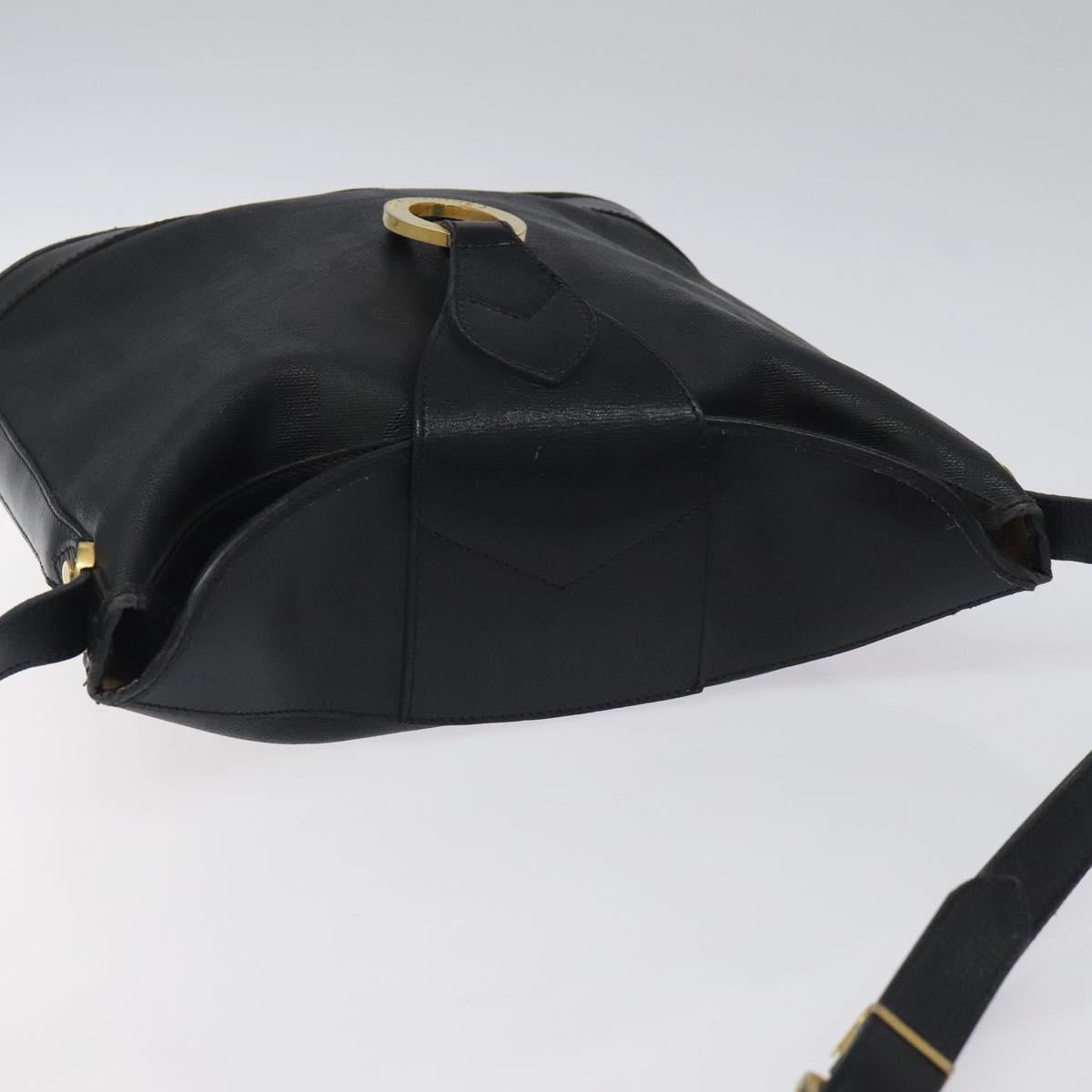 Christian Dior Trotter Canvas Shoulder Bag PVC Black Gold Auth 120408