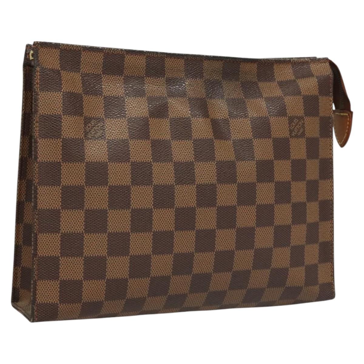LOUIS VUITTON Damier Ebene Poche Toilette 26 Pouch N47543 LV Auth 120422