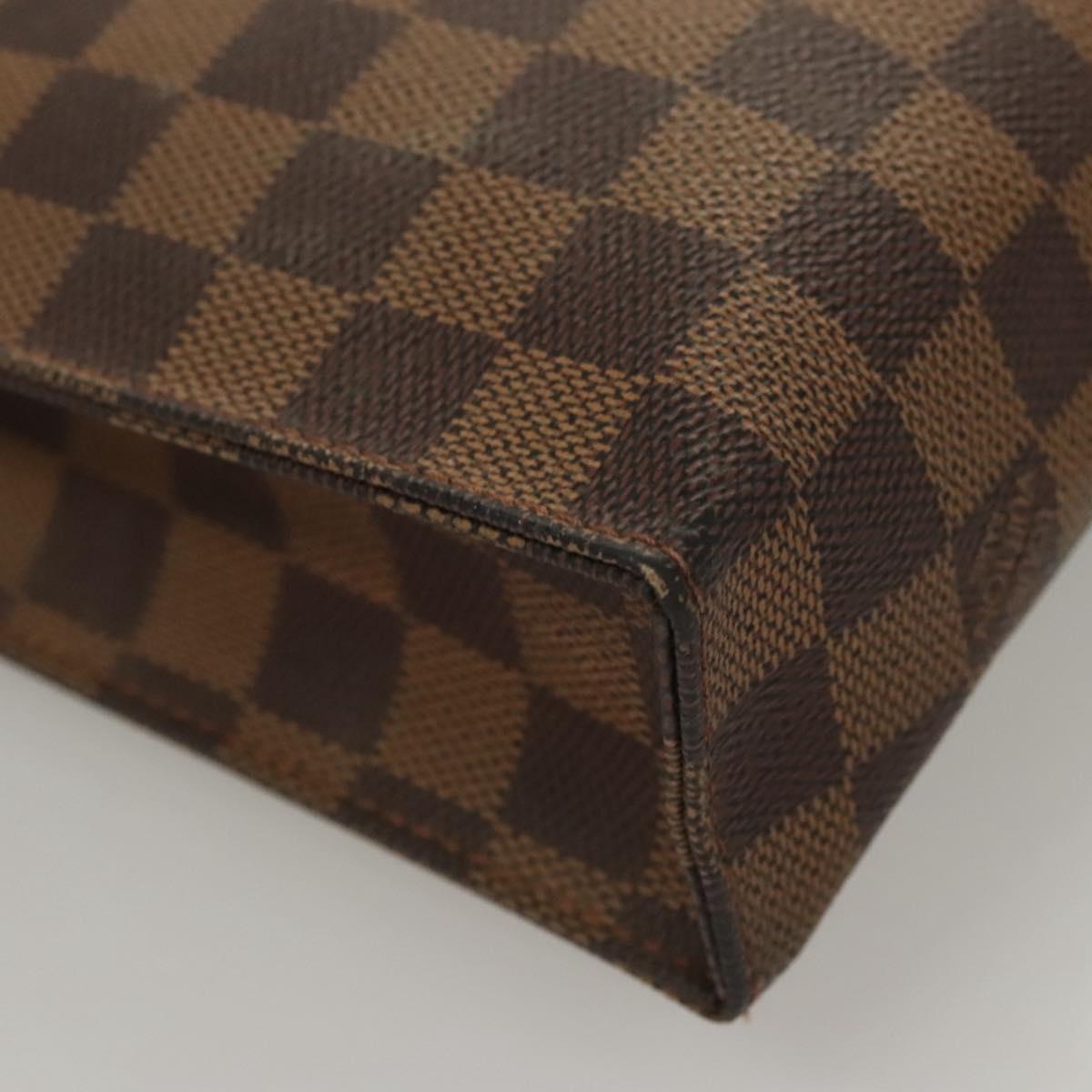 LOUIS VUITTON Damier Ebene Poche Toilette 26 Pouch N47543 LV Auth 120422