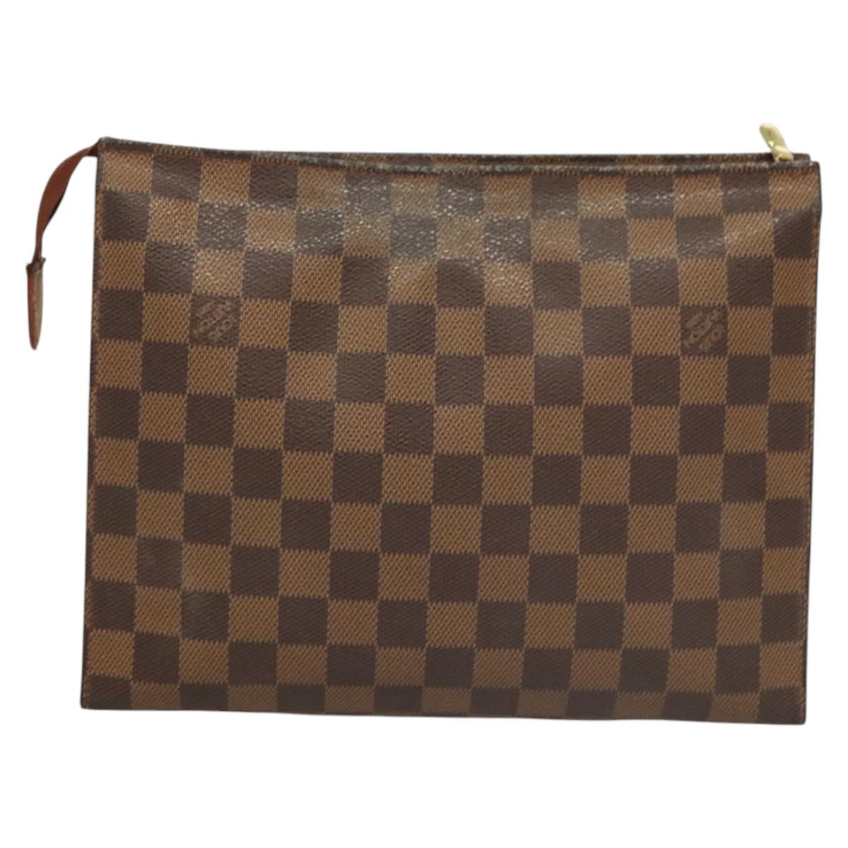 LOUIS VUITTON Damier Ebene Poche Toilette 26 Pouch N47543 LV Auth 120422