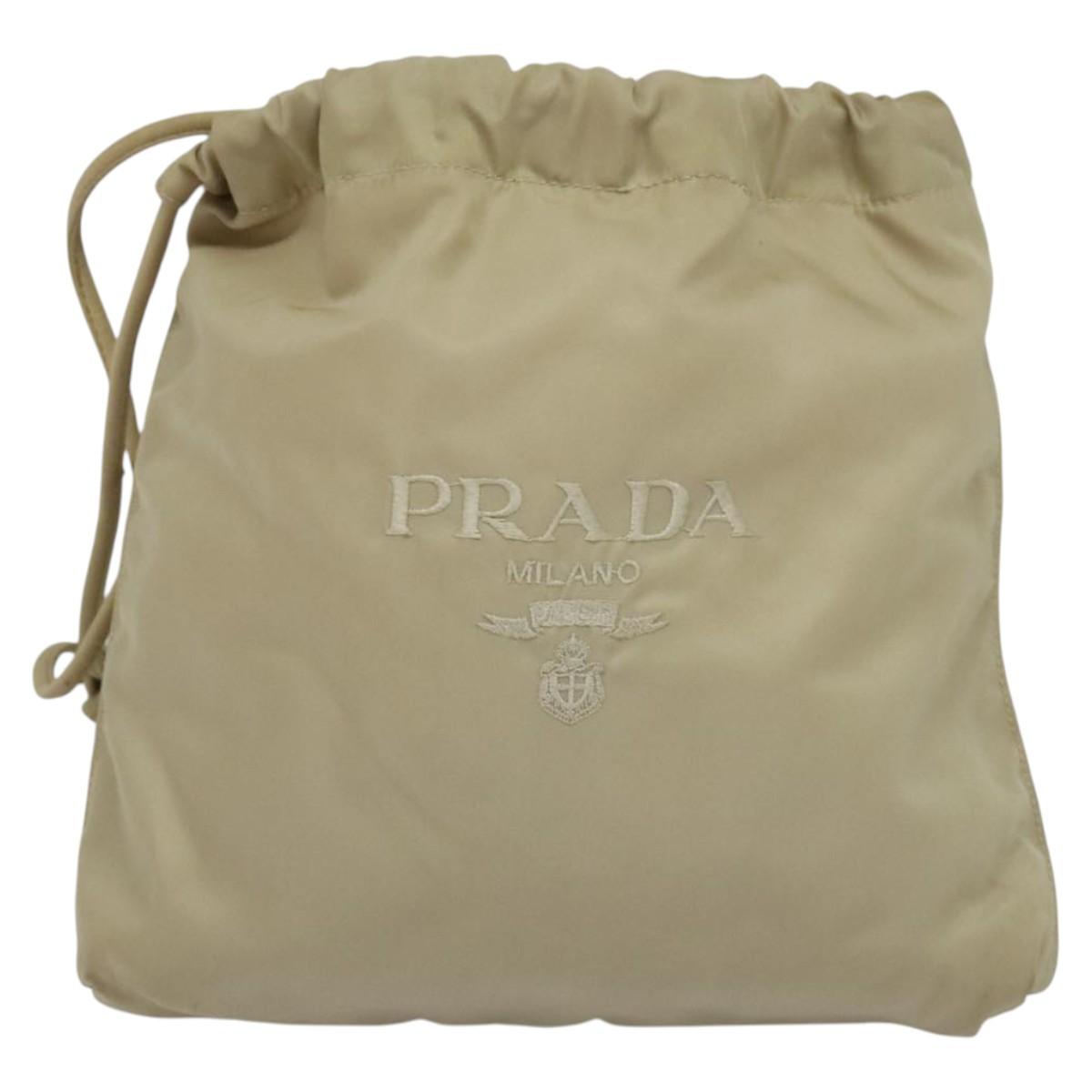 PRADA Pouch Nylon Beige Auth 120457V