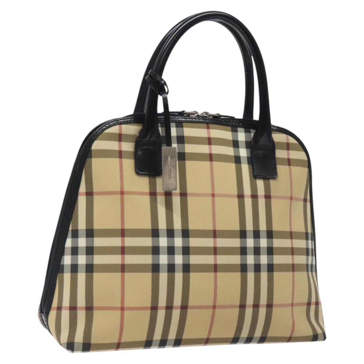 BURBERRY Nova Check Hand Bag PVC Beige Auth 120463