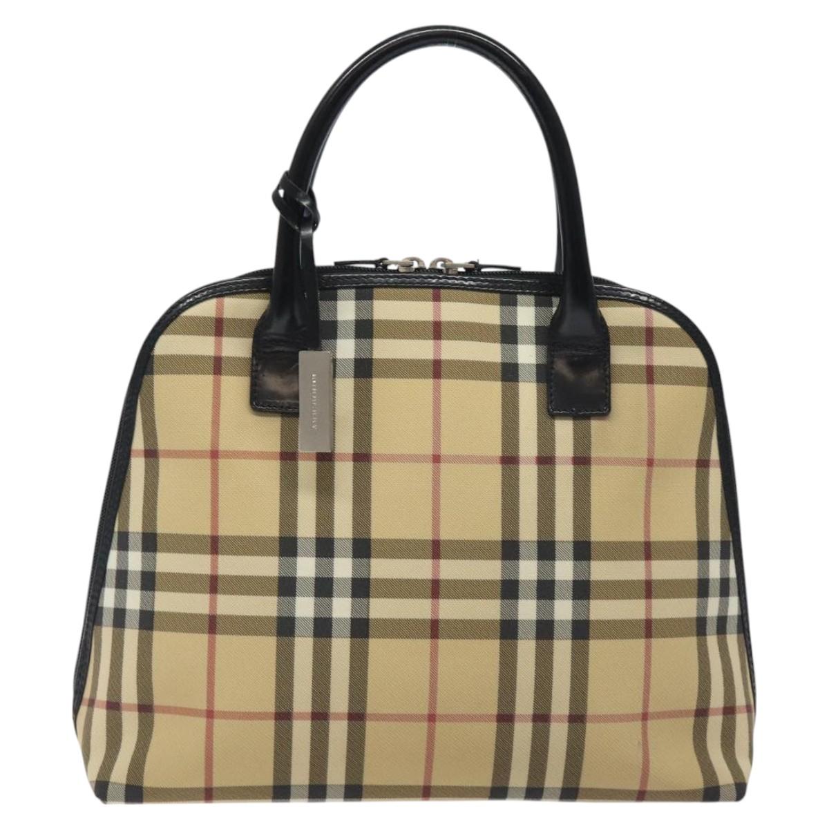 BURBERRY Nova Check Hand Bag PVC Beige Auth 120463