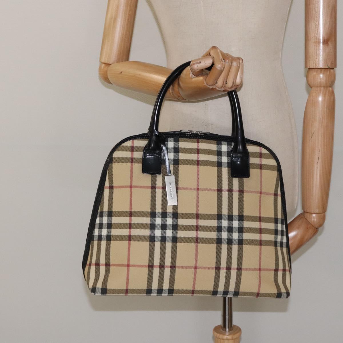 BURBERRY Nova Check Hand Bag PVC Beige Auth 120463
