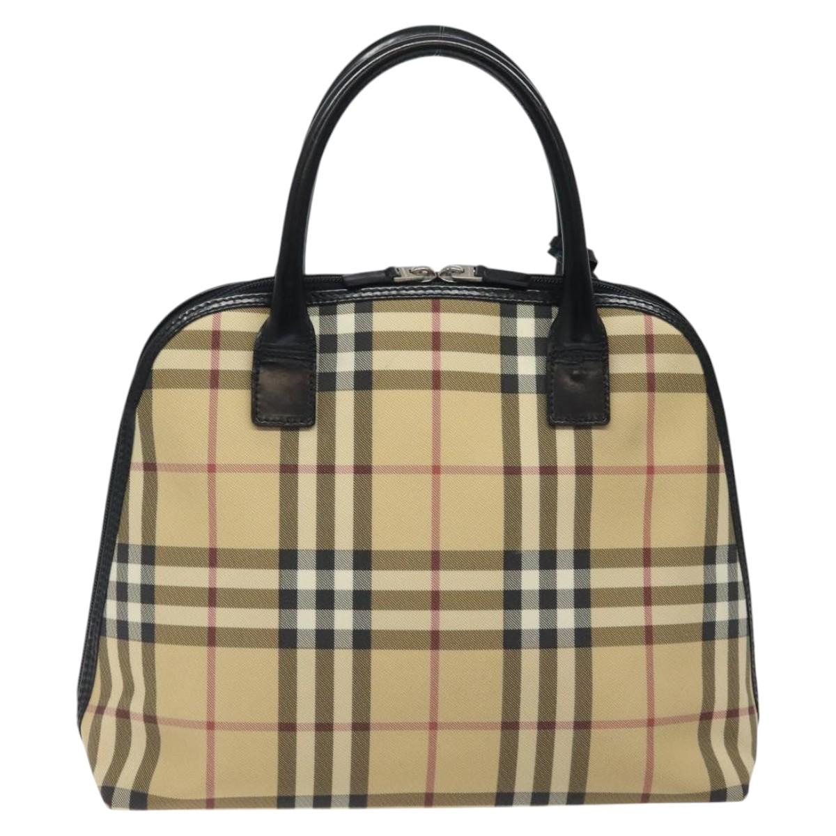 BURBERRY Nova Check Hand Bag PVC Beige Auth 120463