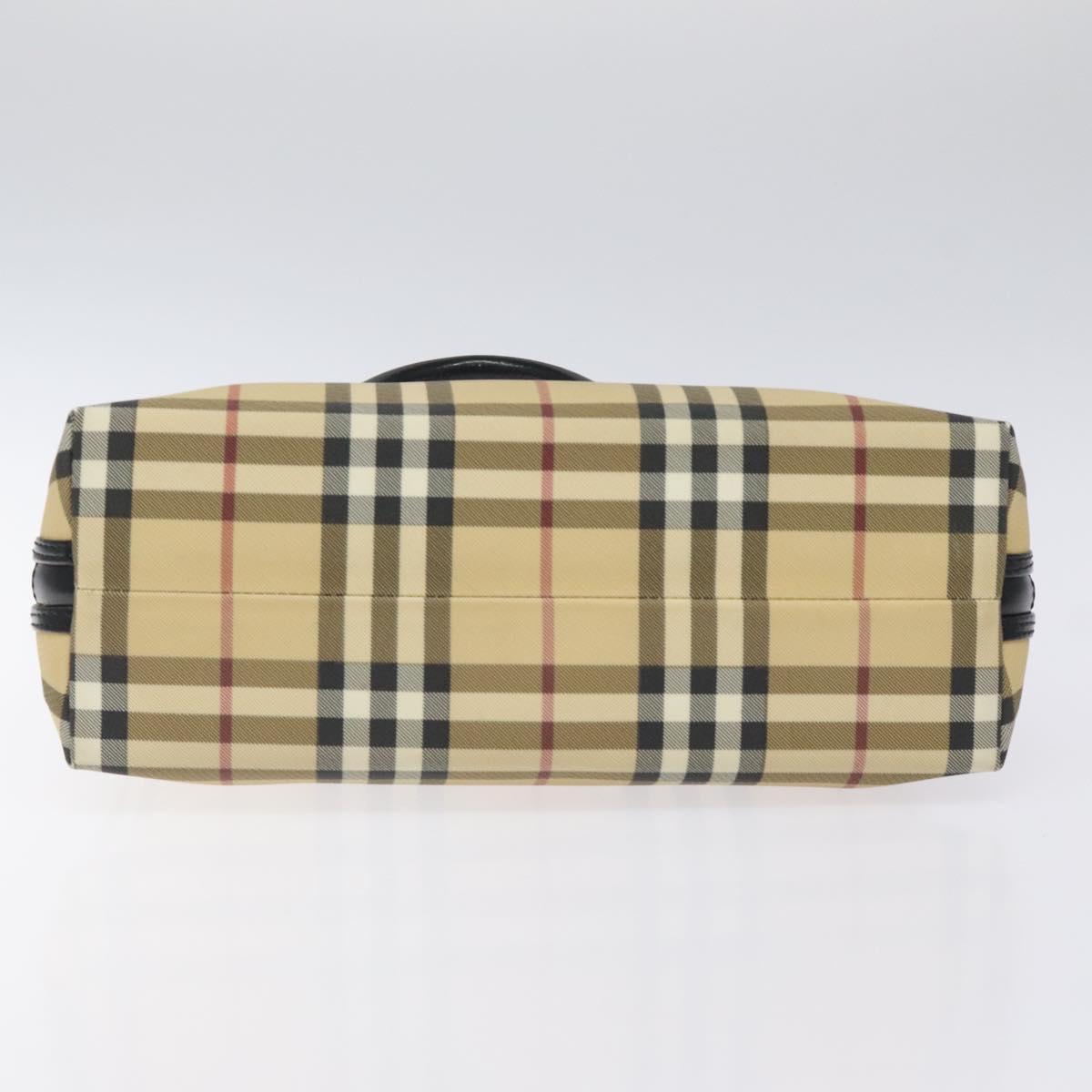 BURBERRY Nova Check Hand Bag PVC Beige Auth 120463