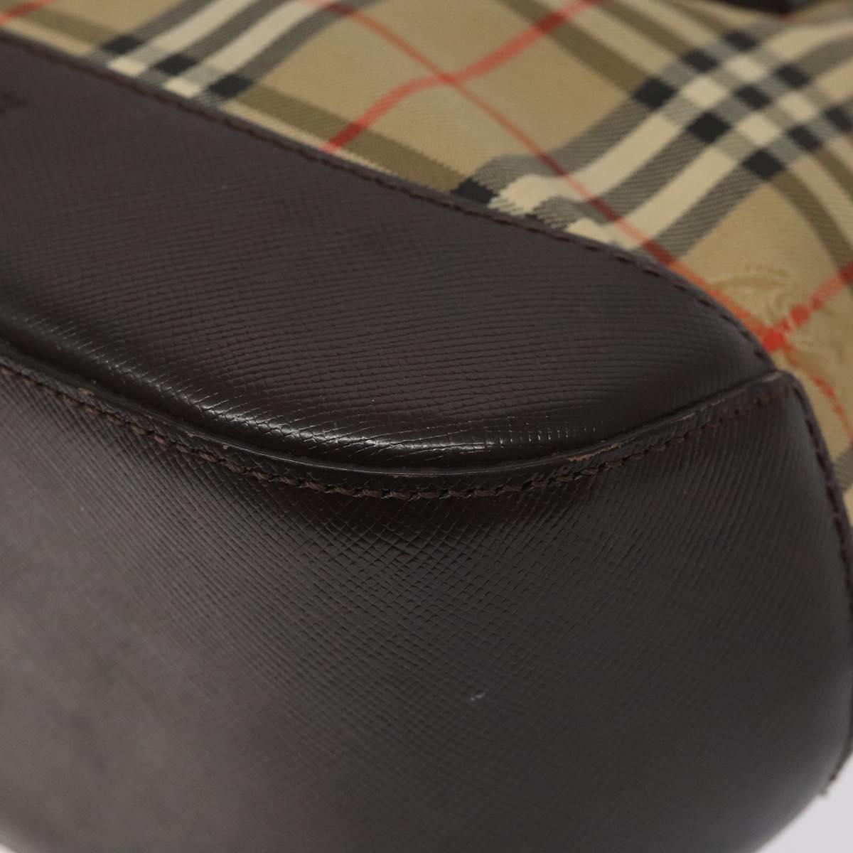 BURBERRY Nova Check Hand Bag Canvas Beige Auth 120467