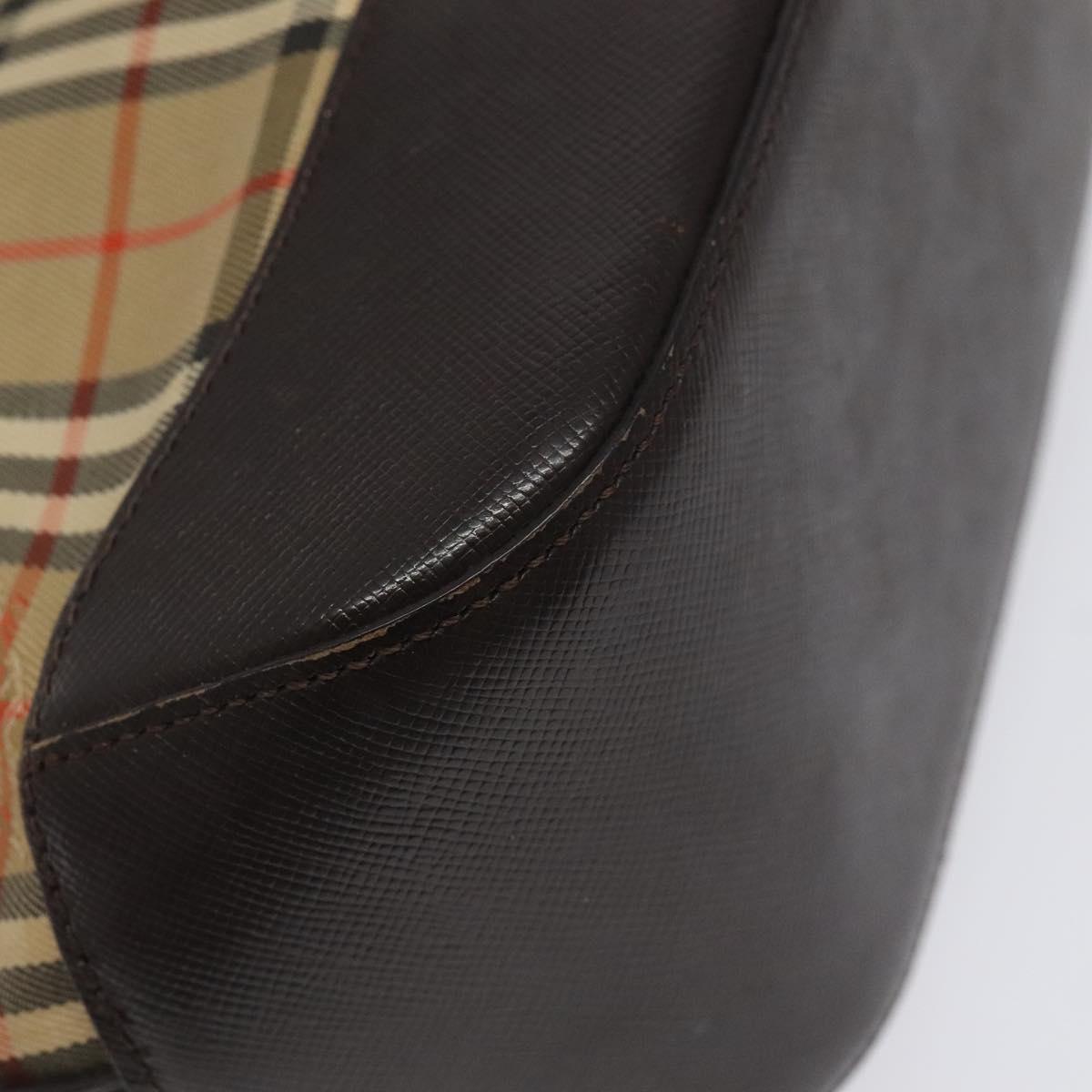 BURBERRY Nova Check Hand Bag Canvas Beige Auth 120467