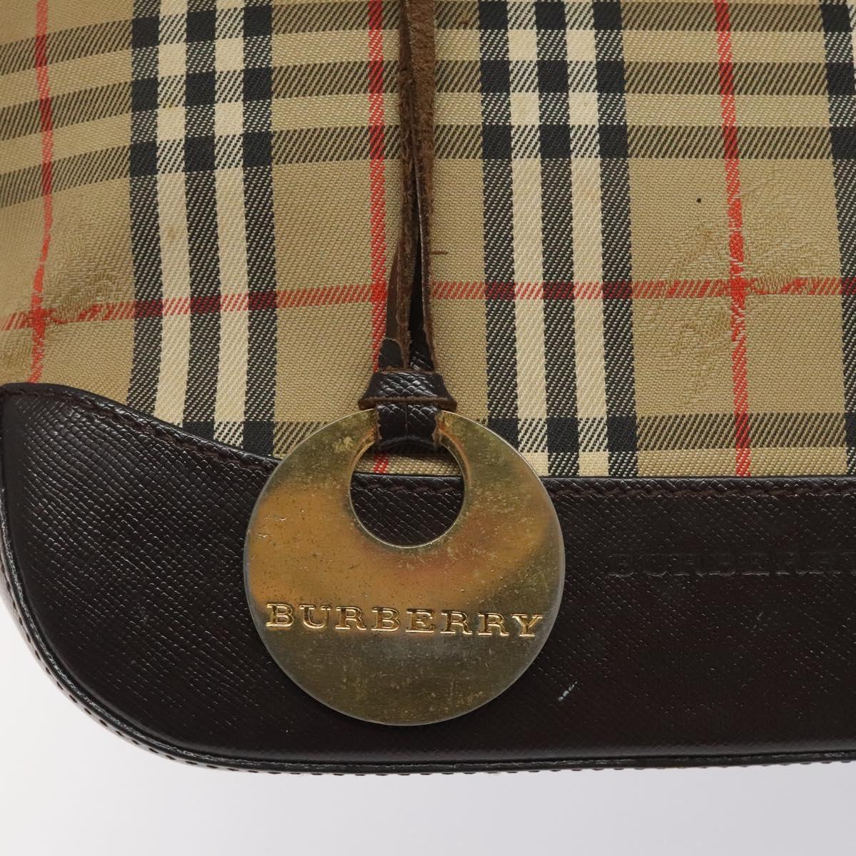 BURBERRY Nova Check Hand Bag Canvas Beige Auth 120467