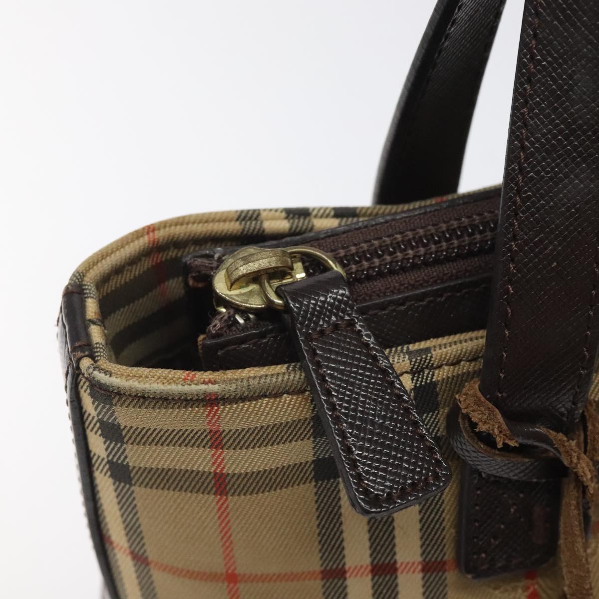 BURBERRY Nova Check Hand Bag Canvas Beige Auth 120467