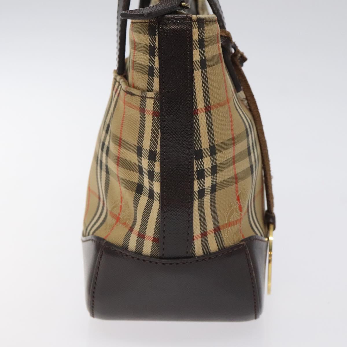 BURBERRY Nova Check Hand Bag Canvas Beige Auth 120467