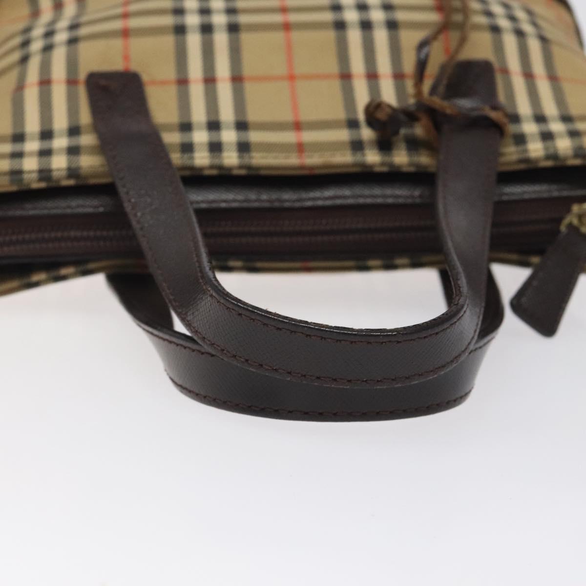 BURBERRY Nova Check Hand Bag Canvas Beige Auth 120467