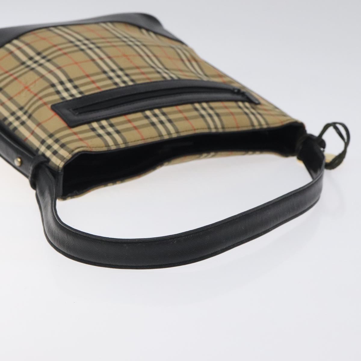 BURBERRY Nova Check Shoulder Bag Canvas Beige Auth 120468