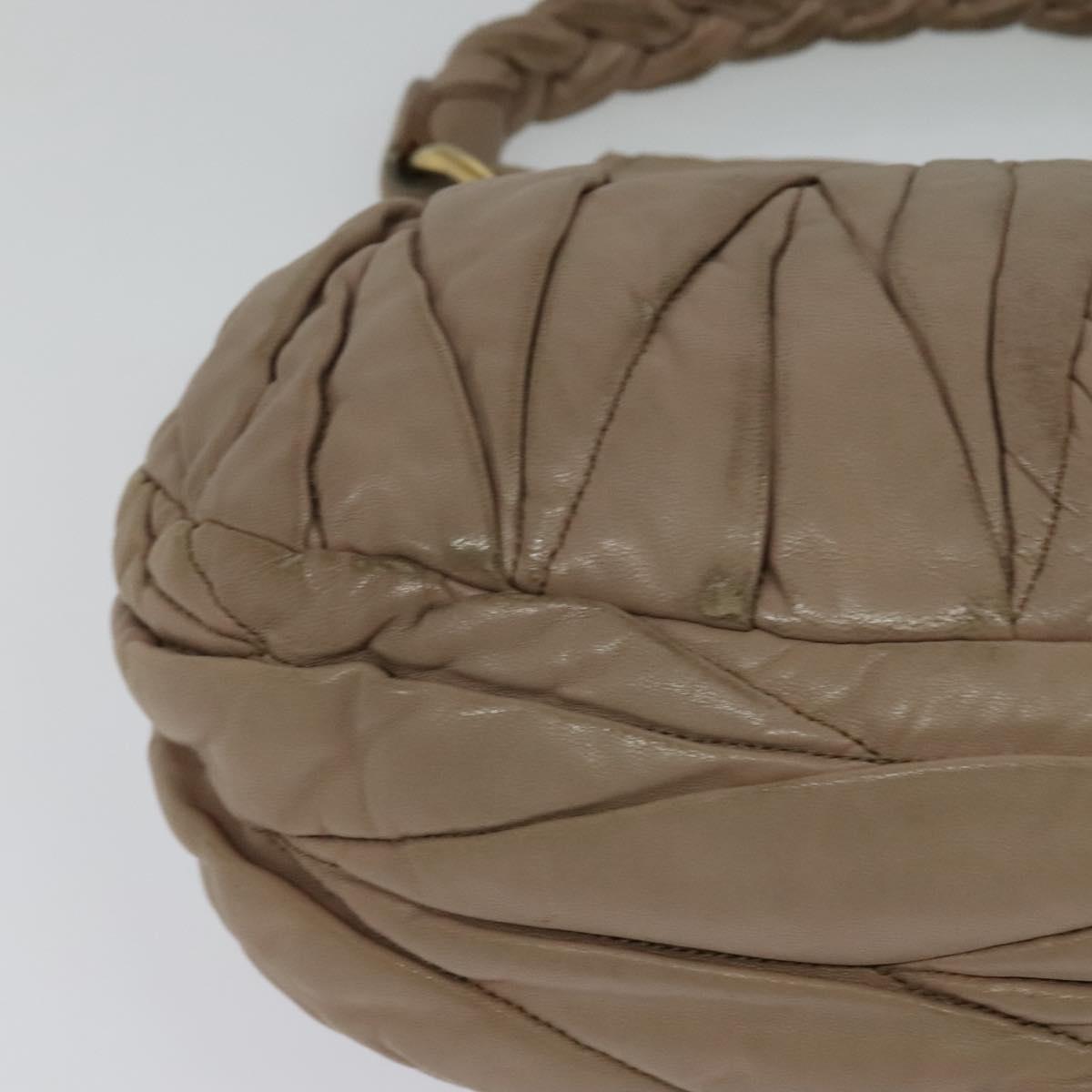 Miu Miu Matelasse Hand Bag Leather 2way Pink Gold Auth 120471