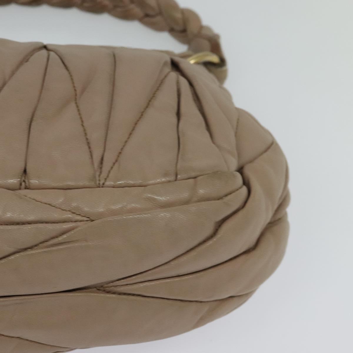 Miu Miu Matelasse Hand Bag Leather 2way Pink Gold Auth 120471