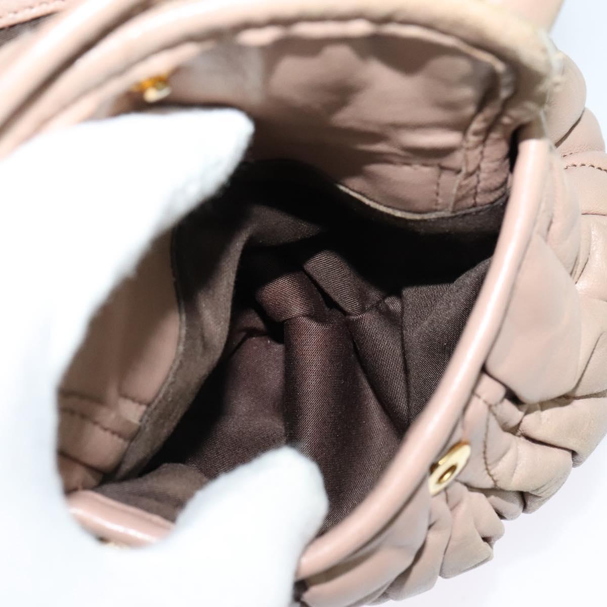 Miu Miu Matelasse Hand Bag Leather 2way Pink Gold Auth 120471