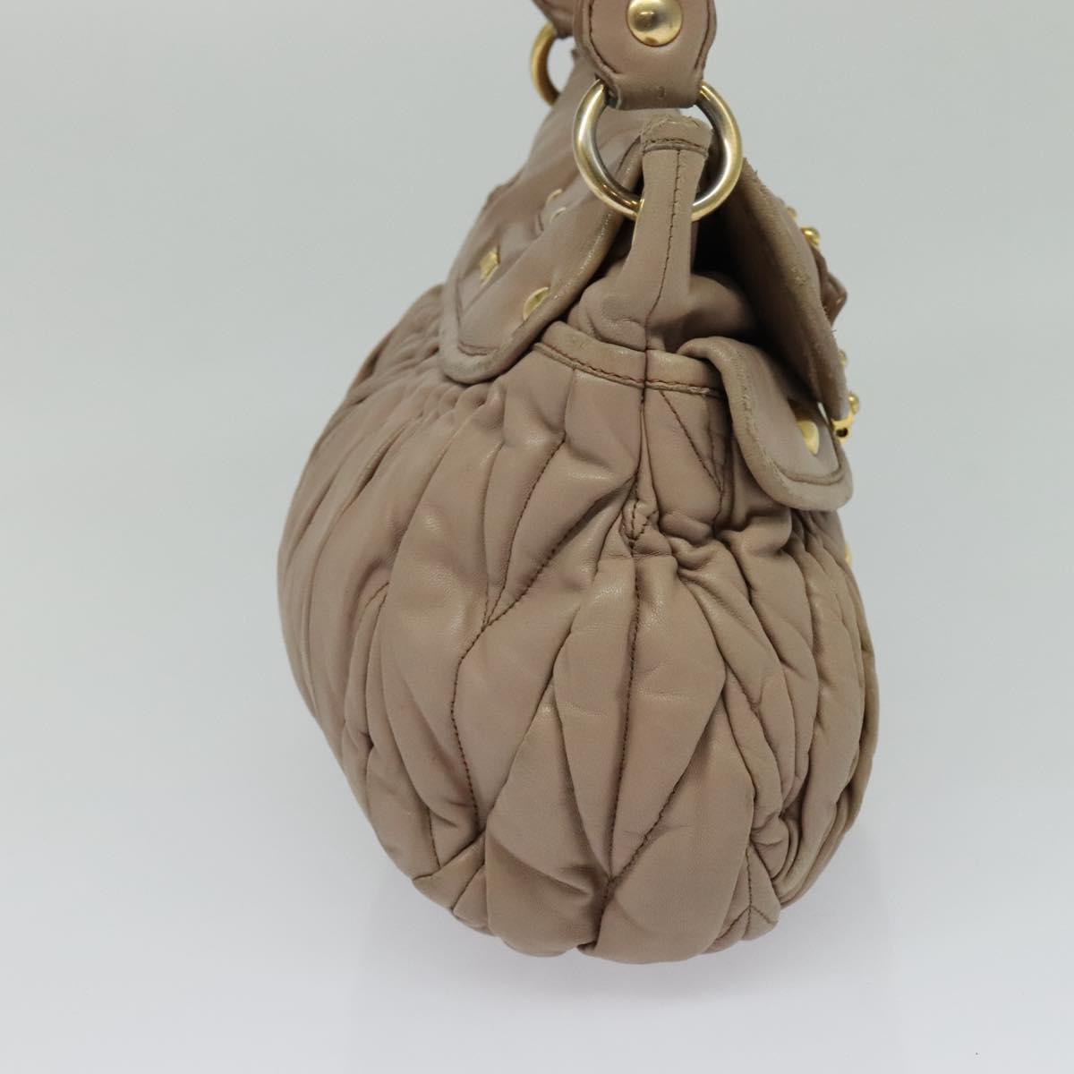 Miu Miu Matelasse Hand Bag Leather 2way Pink Gold Auth 120471