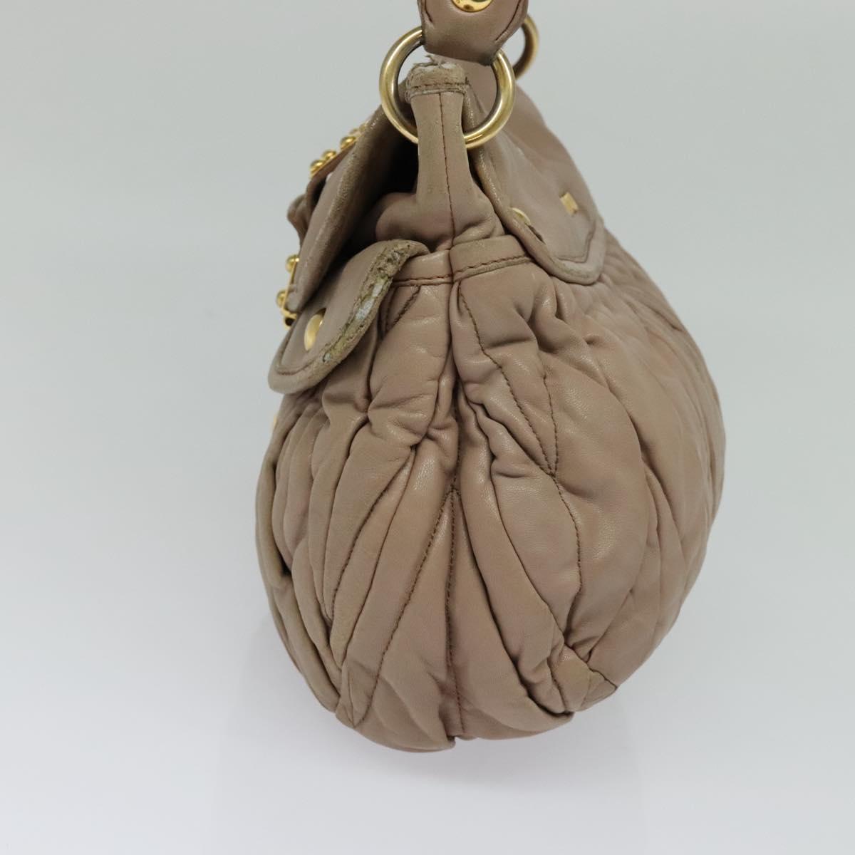 Miu Miu Matelasse Hand Bag Leather 2way Pink Gold Auth 120471