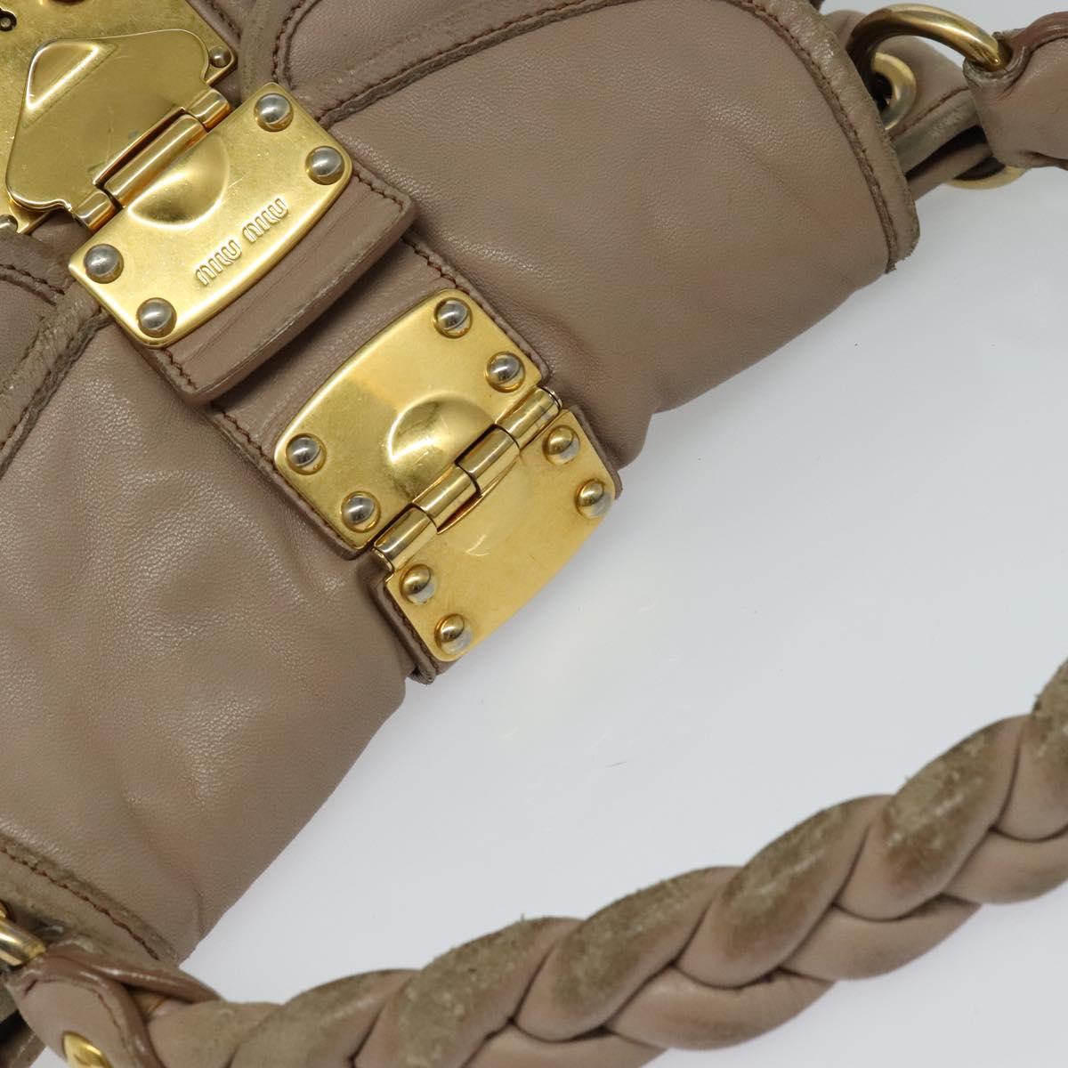 Miu Miu Matelasse Hand Bag Leather 2way Pink Gold Auth 120471