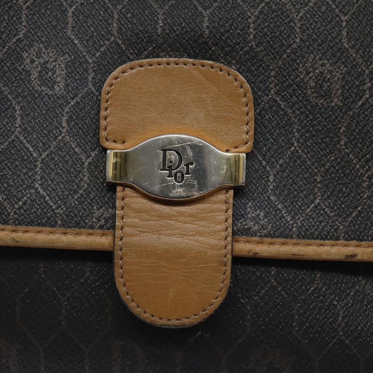 Christian Dior Honeycomb Canvas Shoulder Bag PVC Black Gold Auth 120492