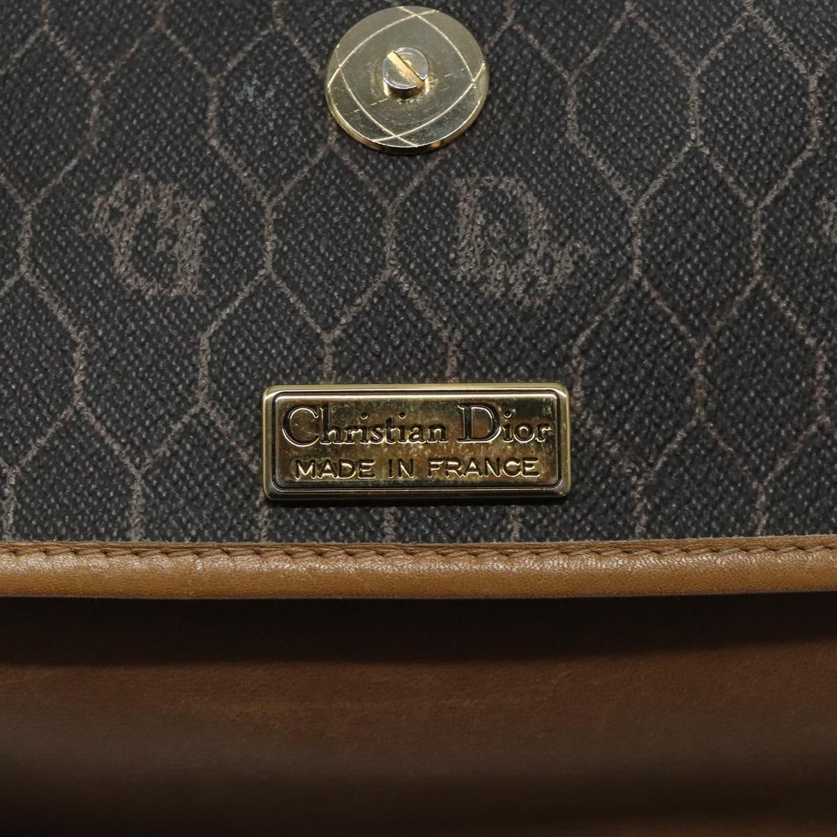 Christian Dior Honeycomb Canvas Shoulder Bag PVC Black Gold Auth 120492