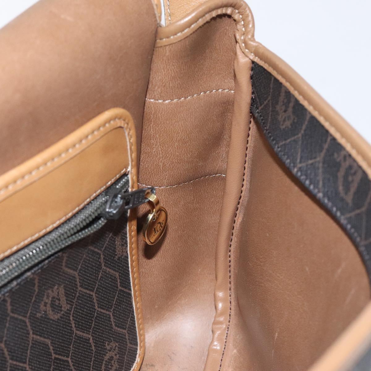 Christian Dior Honeycomb Canvas Shoulder Bag PVC Black Gold Auth 120492