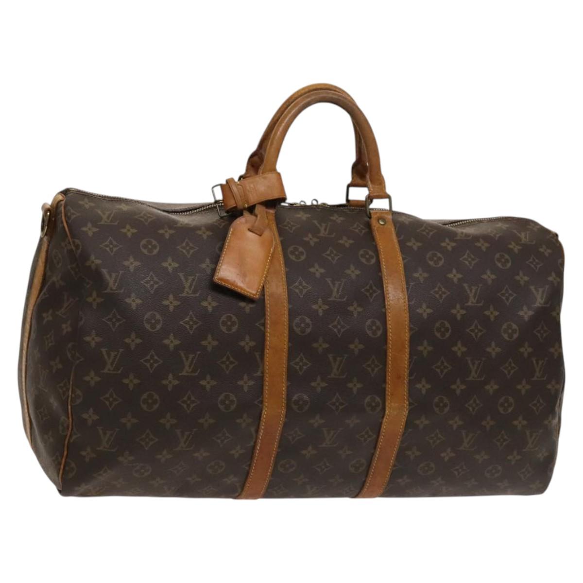 LOUIS VUITTON Monogram Keepall Bandouliere 55 Boston Bag M41414 LV Auth 120506