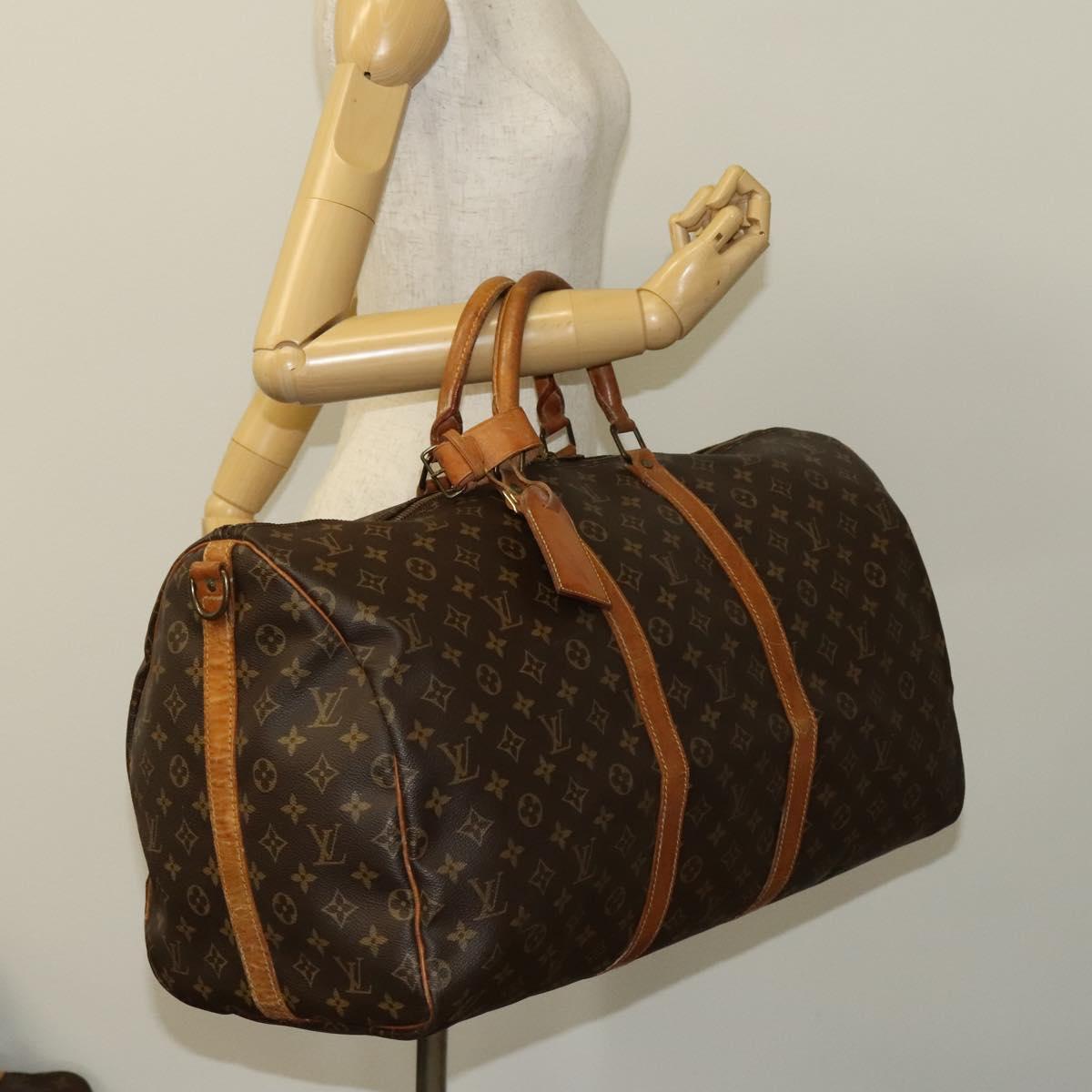 LOUIS VUITTON Monogram Keepall Bandouliere 55 Boston Bag M41414 LV Auth 120506