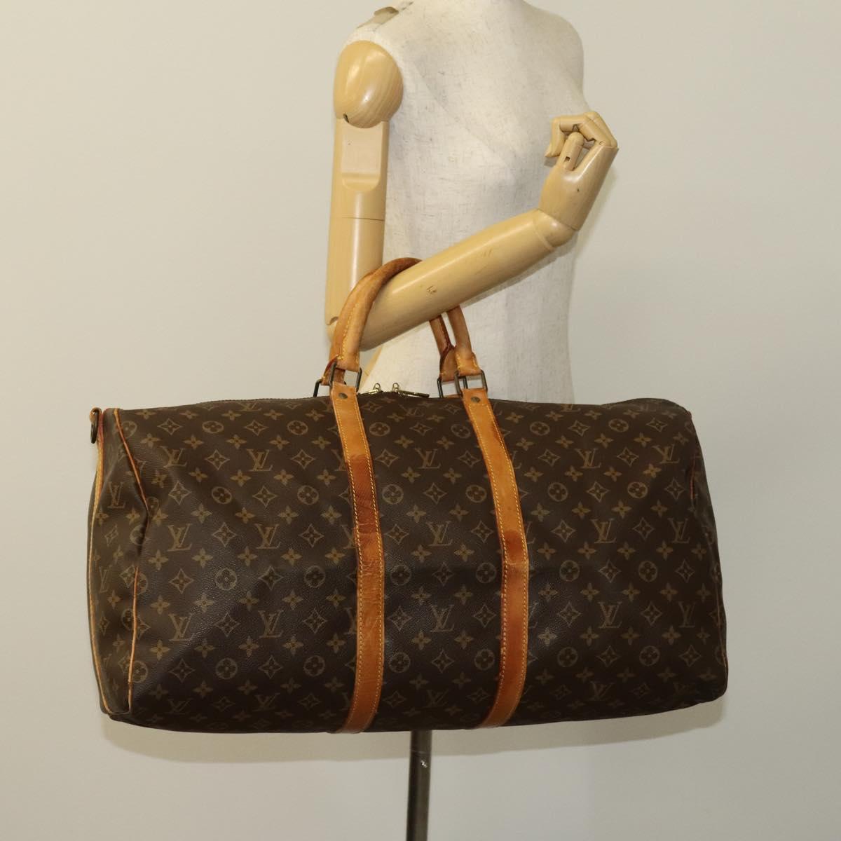 LOUIS VUITTON Monogram Keepall Bandouliere 55 Boston Bag M41414 LV Auth 120510