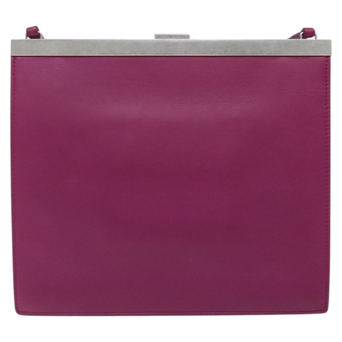 CELINE Shoulder Bag Leather Purple Auth 120524