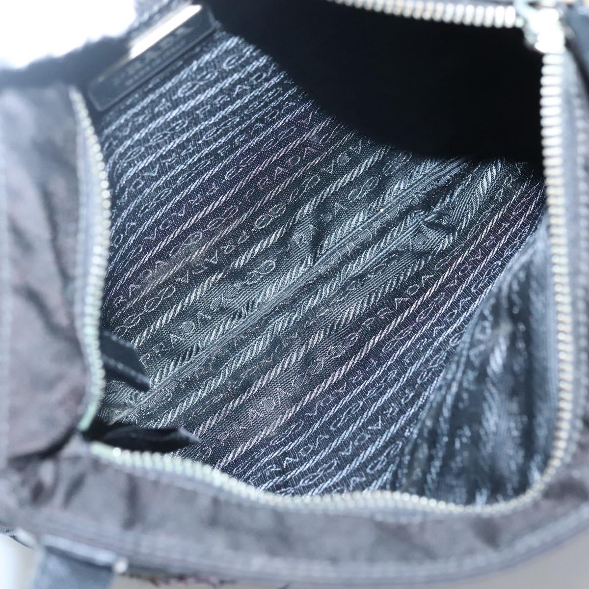PRADA Butterfly Shoulder Bag Nylon Black Silver Auth 120559