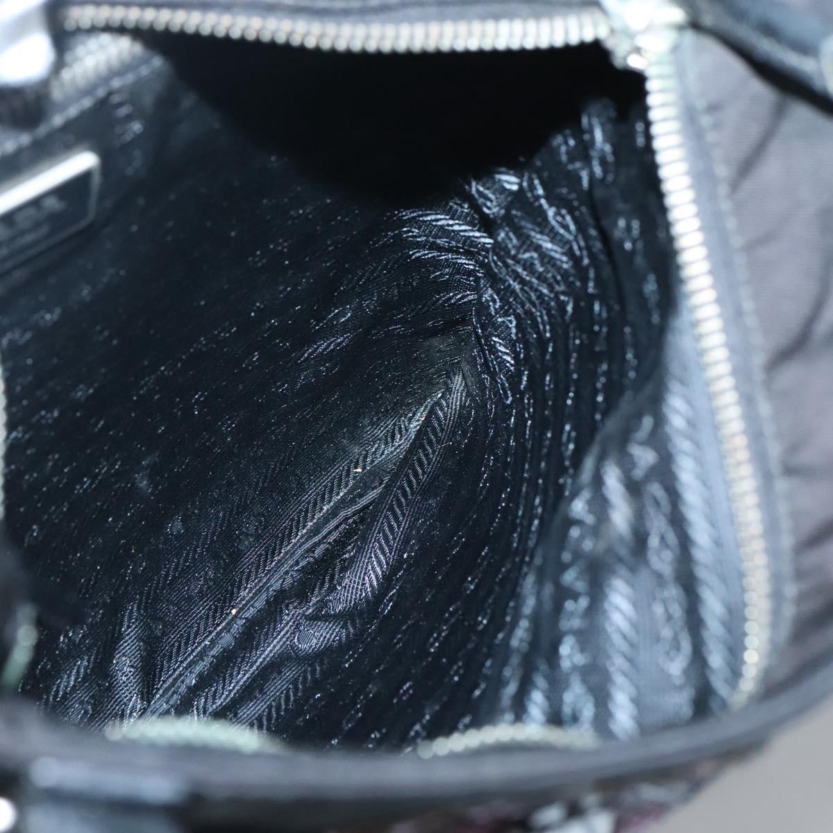 PRADA Butterfly Shoulder Bag Nylon Black Silver Auth 120559