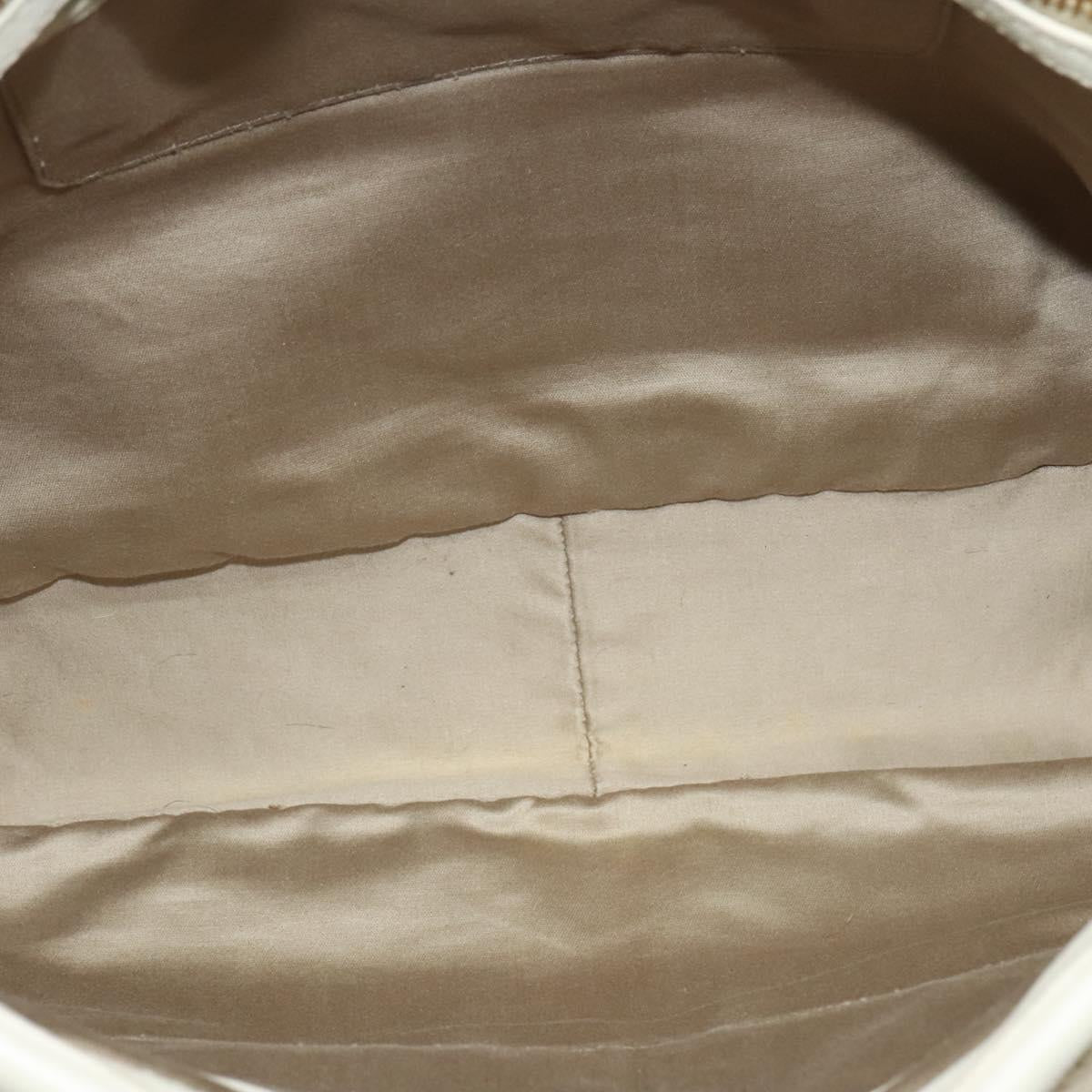 Miu Miu Hand Bag Leather Straw 2way Beige Gold Auth 120561