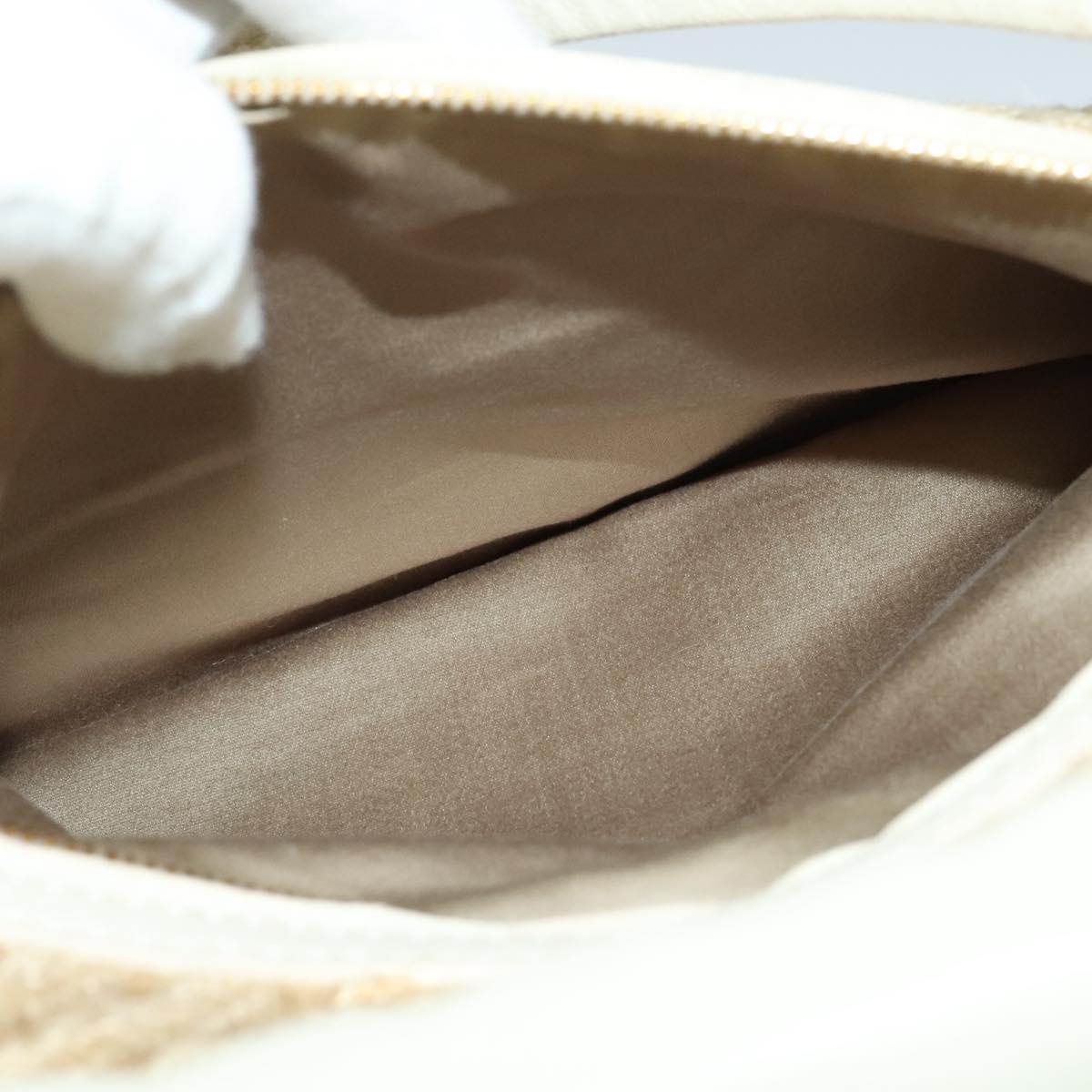 Miu Miu Hand Bag Leather Straw 2way Beige Gold Auth 120561