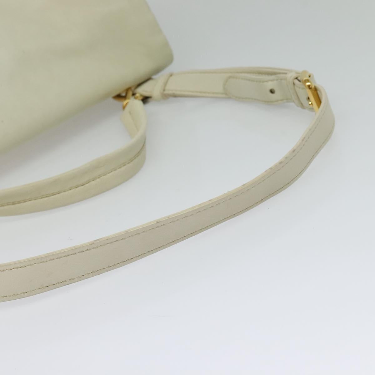Miu Miu Hand Bag Leather Straw 2way Beige Gold Auth 120561