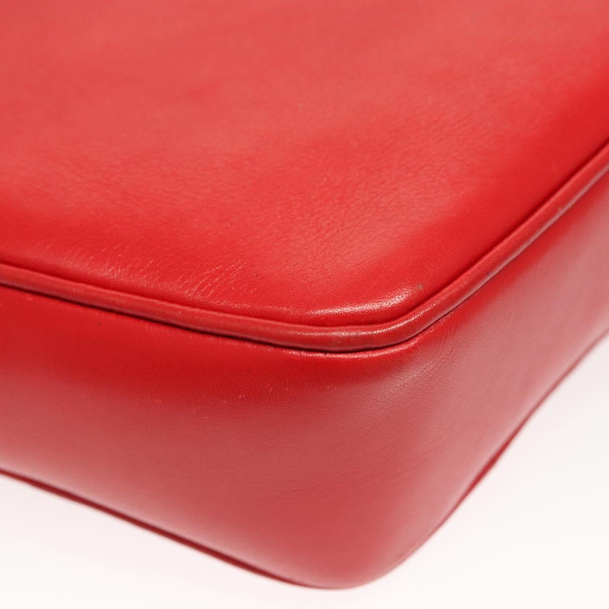 CELINE Shoulder Bag Leather Red Gold Auth 120568