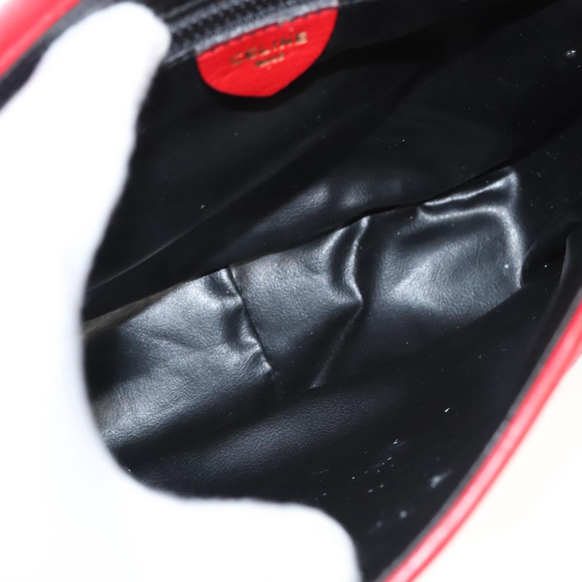 CELINE Shoulder Bag Leather Red Gold Auth 120568